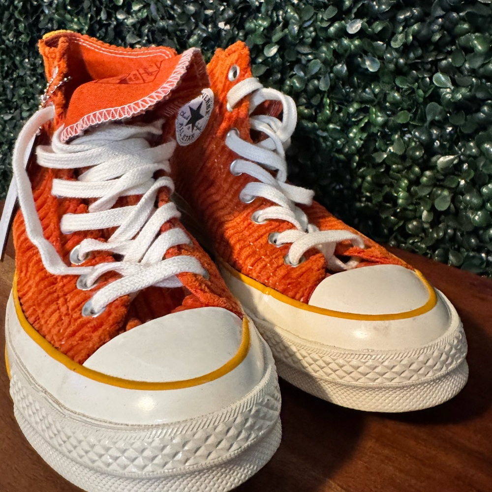 Converse All Star Chuck Corduroy Orange High Tops unisex - women size 8.5 - Picture 2 of 11
